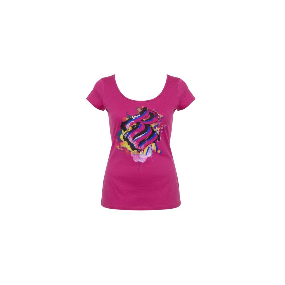 Rocawear Graphic Tee Womens Medium Pink Short Sleeve Scoop Neck Rhinestone